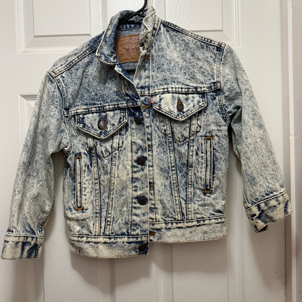 LEVI'S Vintage Kids Blue Acid Wash 90's Trucker Denim